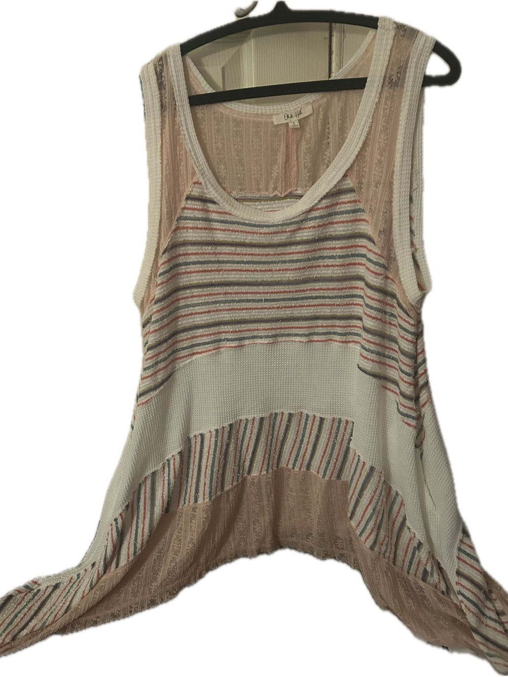 Oli & Hali Cream Striped Knit Tank Tunic